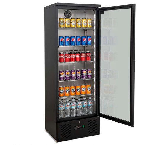 AG 300L Upright Glass Door Display / Backbar Fridge - Black - B300G