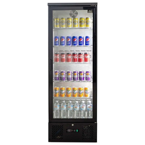 AG 300L Upright Glass Door Display / Backbar Fridge - Black - B300G