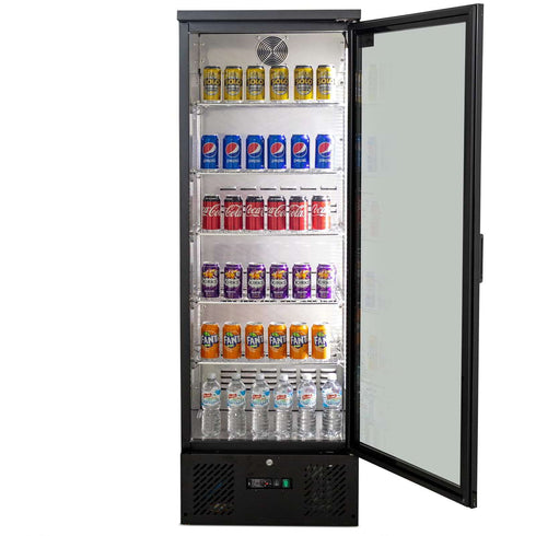 AG 300L Upright Glass Door Display / Backbar Fridge - Black - B300G