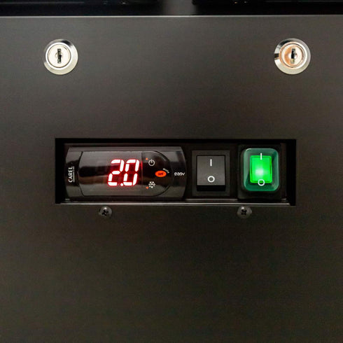 AG 477L Upright Double Glass Door Display / Backbar Fridge - Black - B500G