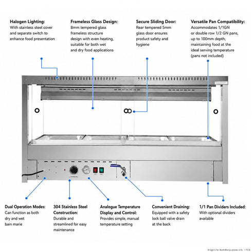 Bonvue Square Countertop Wet and Dry Bain Marie - BM14SC