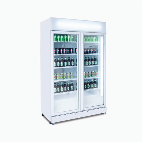 Bromic Upright Display Fridge 885L LED Lightbox Flat Glass Door White - GM0900LWECO