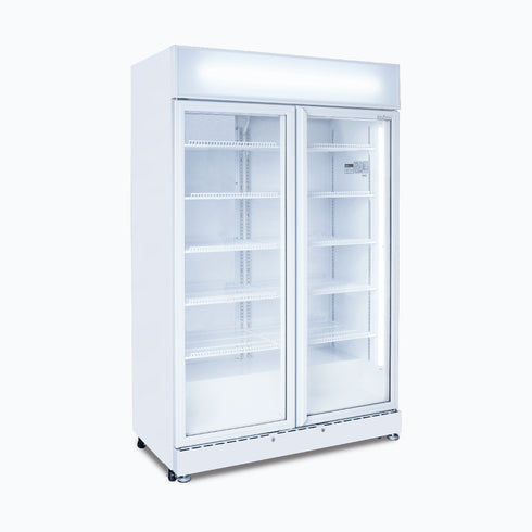 Bromic Upright Display Fridge 885L LED Lightbox Flat Glass Door White - GM0900LWECO