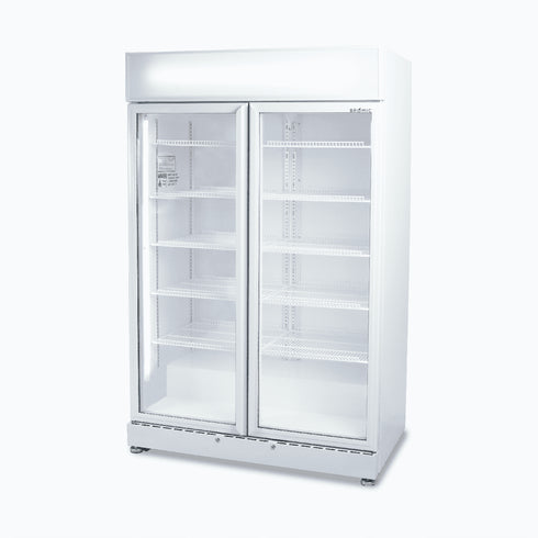 Bromic Upright Display Fridge 885L LED Lightbox Flat Glass Door White - GM0900LWECO