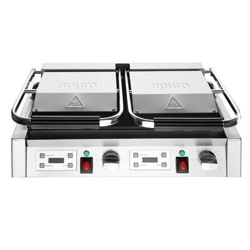 Apuro Double Contact Grill Flat Plates with Timer - CU610-A
