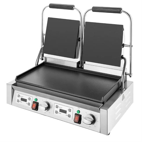 Apuro Double Contact Grill Flat Plates with Timer - CU610-A