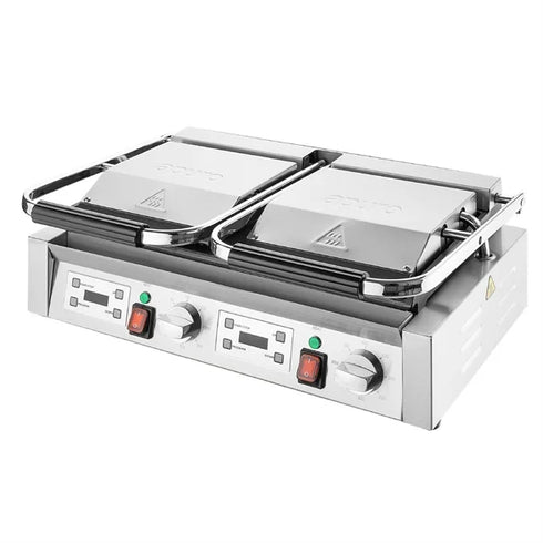 Apuro Double Half Ribbed Contact Grill - CU613-A