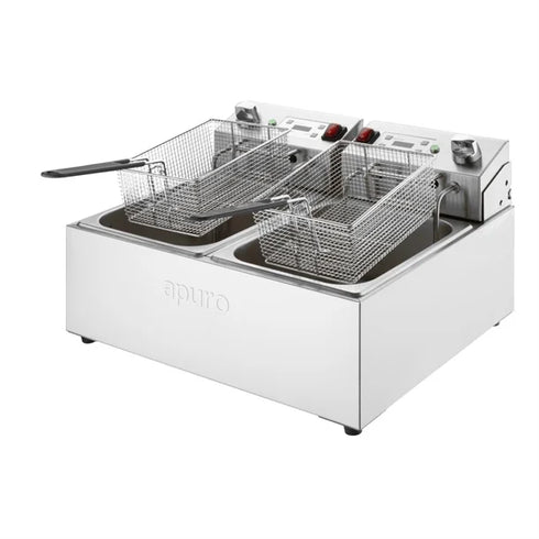 Apuro Double Electric Fryer with Timer 2x5Ltr - CU624-A
