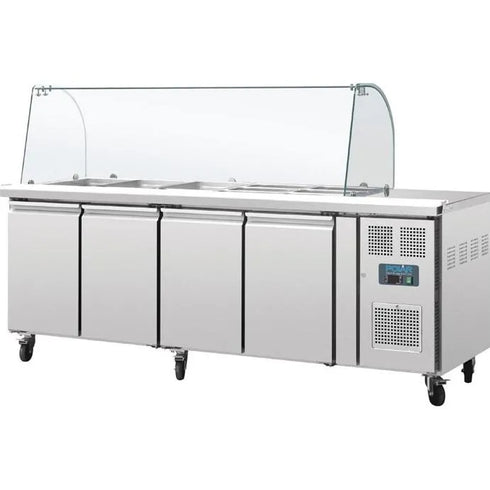 Polar U-Series Four Door Refrigerated Gastronorm Saladette Counter CT395-A