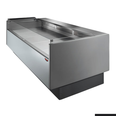 Tecnodom Serie MR80 Black 2480mm Self-serving Deli Display with Storage and Castors - TDMR-0825SELF