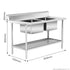 FED Double Centre Sink Bench with Pot Undershelf - DSB7-1500C/A