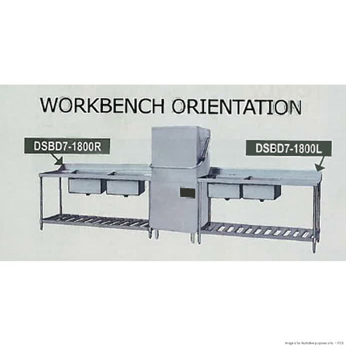 FED Right Inlet Double Sink Dishwasher Bench - DSBD7-1800R/A
