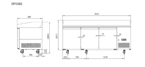 Atosa 3 Door Refrigerated Pizza Table 2010mm - EPF3485