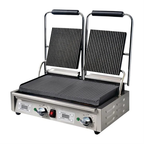 Apuro Double Contact Grill Ribbed Top Plates with Timer - FC385-A
