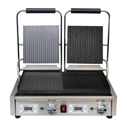 Apuro Double Half Ribbed Contact Grill - FC386-A