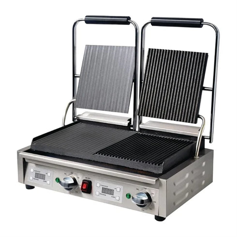 Apuro Double Half Ribbed Contact Grill - FC386-A