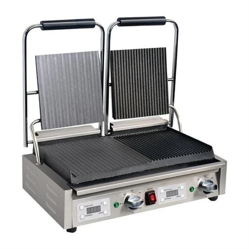 Apuro Double Half Ribbed Contact Grill - FC386-A