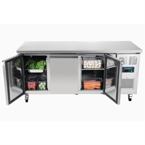Polar U-Series Triple Door Counter Fridge 417Ltr - UA048-A