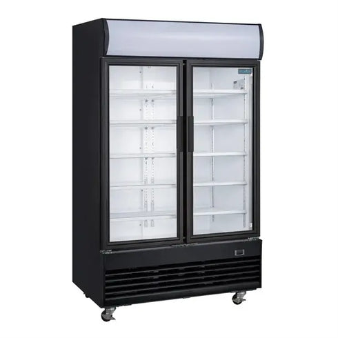 Polar G-Series Upright Hinged Door Display Cooler With Light Box 950Ltr Black GM813-A