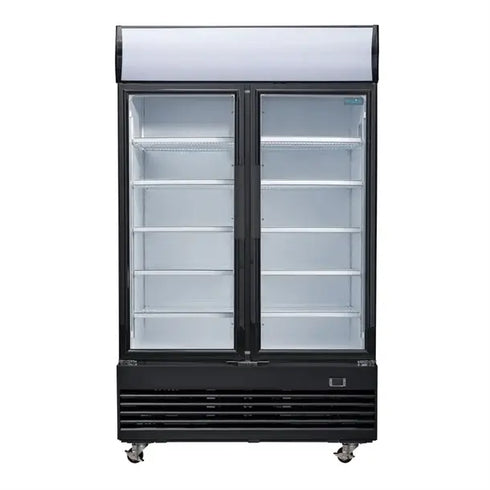 Polar G-Series Upright Hinged Door Display Cooler With Light Box 950Ltr Black GM813-A