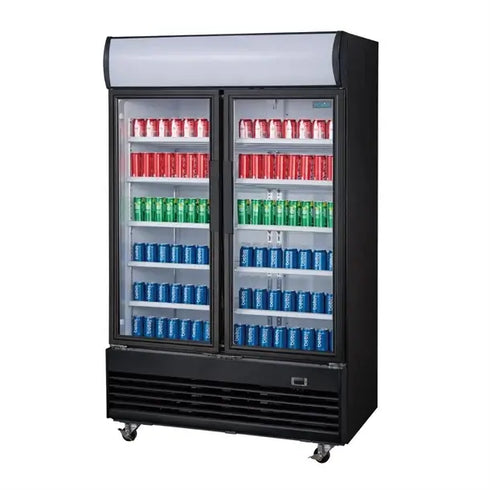 Polar G-Series Upright Hinged Door Display Cooler With Light Box 950Ltr Black GM813-A
