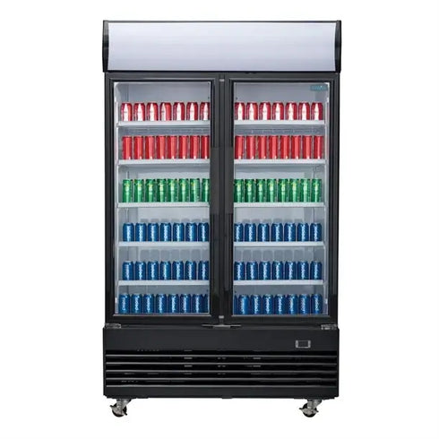 Polar G-Series Upright Hinged Door Display Cooler With Light Box 950Ltr Black GM813-A