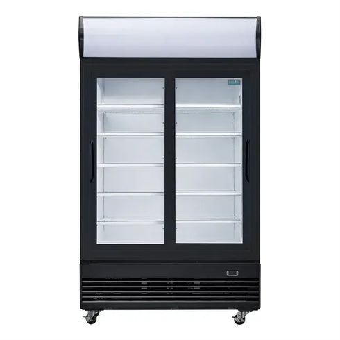 Polar G-Series Upright Sliding Door Display Cooler with Light Box 950Ltr Black GM814-A