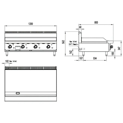 CookRite 1200mm Hotplate - AT80G12G-C