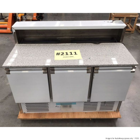2NDs: FED-X Three Door Salad Prep Fridge with Marble Top - XGNS1300E-NSW2111