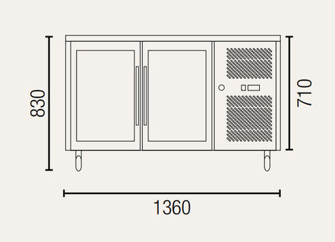 Exquisite Two Glass Door Underbench Fridge - USC260G