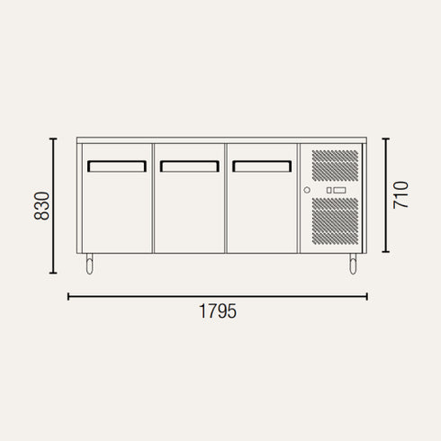 Exquisite Three Door Underbench Fridge - USC400H