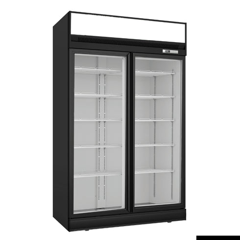 Thermaster Black Upright Double Glass Door Freezer LG-1006DF