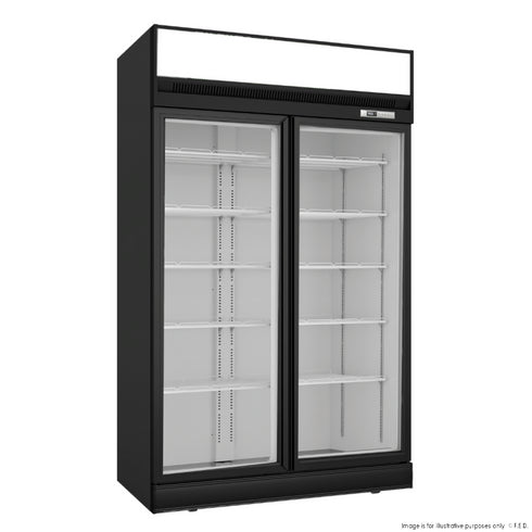 2NDs: Thermaster Black Upright Double Glass Door Freezer - LG-1006DF-SA9-Jan