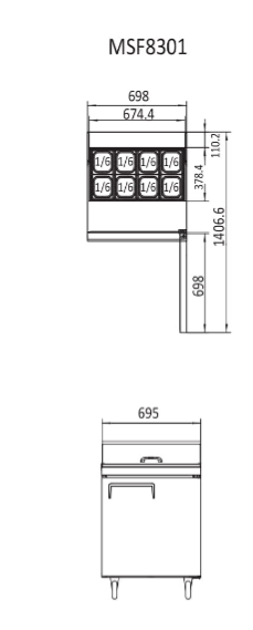 Atosa Sandwich Prep Table 1 Door Refrigerator 202.4L - MSF8301