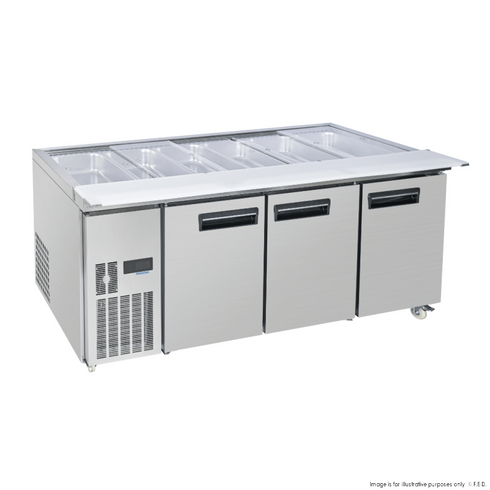 Thermaster Three Door Cold Bench Salad Station 6x1/1 GN Pans - PG210FA-XB