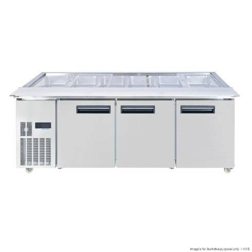 Thermaster Three Door Cold Bench Salad Station 6x1/1 GN Pans - PG210FA-XB
