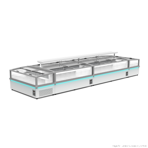 Thermaster 857L 2 Sliding Lid Side Piece Dual Temperature Supermarket Island Display - SIFW-L185G