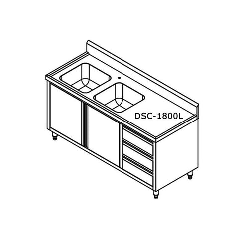FED Sink Cabinet with Left Double Bowls - DSC-1800L-H