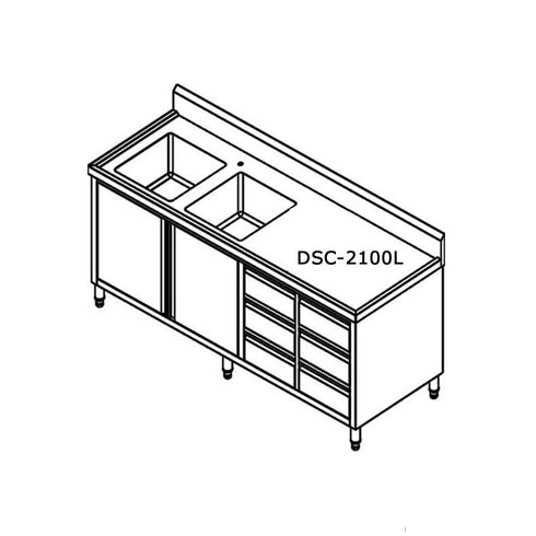 FED Sink Cabinet with Left Double Bowls - DSC-2100L-H