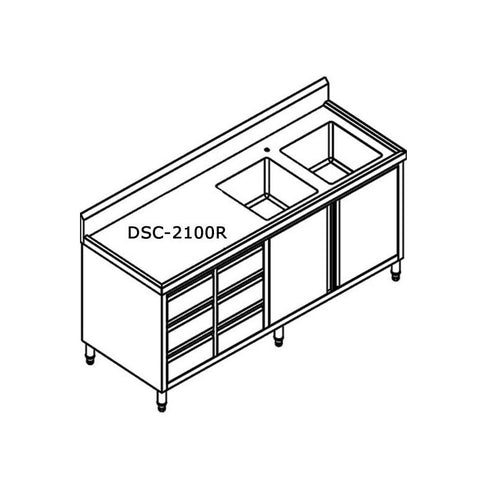 FED Sink Cabinet with Right Double Bowls - DSC-2100R-H