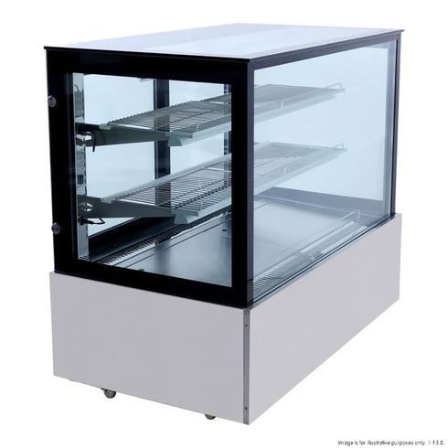 BONVUE Black Trim Square Glass Cake Display 2 Shelves 1200X700X1100 - SSU120-2XB
