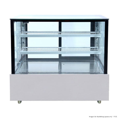 BONVUE Black Trim Square Glass Cake Display 2 Shelves 1200X700X1100 - SSU120-2XB