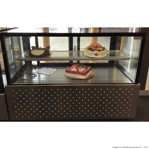 2NDs: Bonvue Black Trim Square Glass Cake Display 2 Shelves SSU150-2XB-QLD133