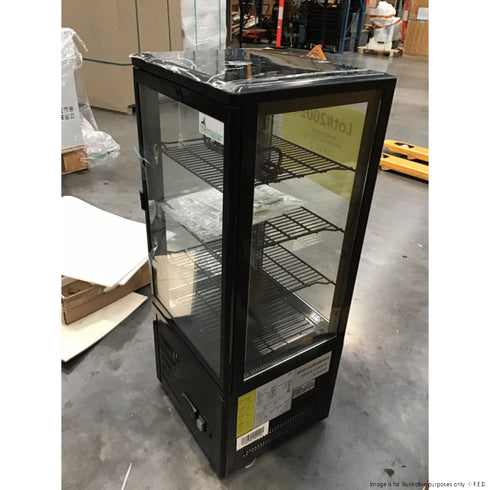 2NDs: Thermaster Four-Sided Countertop Beverage Display Fridge Black - TCBD78B-NSW2002