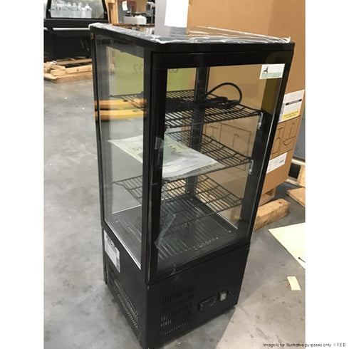 2NDs: Thermaster Four-Sided Countertop Beverage Display Fridge Black - TCBD78B-NSW2002