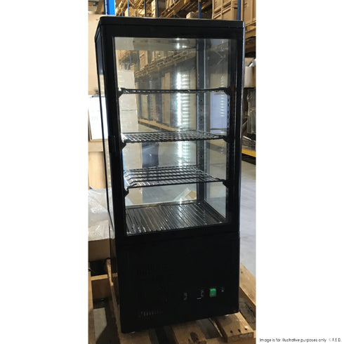 2NDs: Thermaster Four-Sided Countertop Beverage Display Fridge Black - TCBD78B-QLD352