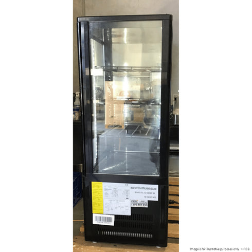 2NDs: Thermaster Four-Sided Countertop Beverage Display Fridge Black - TCBD78B-QLD352