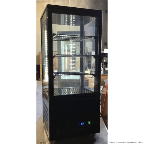 2NDs: Thermaster Four-Sided Countertop Beverage Display Fridge Black - TCBD78B-QLD357