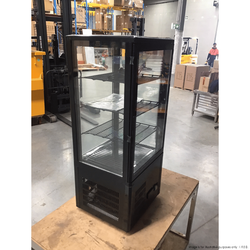 2NDs: Thermaster Four-Sided Countertop Beverage Display Fridge Black - TCBD78B-SA10-Feb