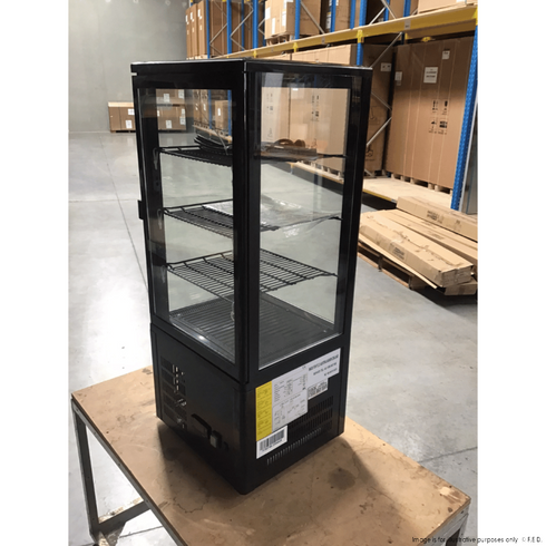 2NDs: Thermaster Four-Sided Countertop Beverage Display Fridge Black - TCBD78B-SA10-Feb